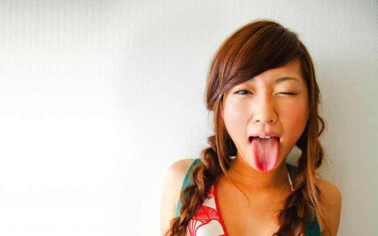 Girl with her tongue sticking out