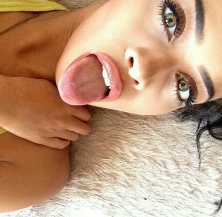 Beautiful chick with an open mouth