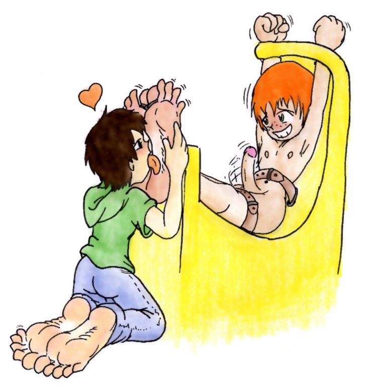 Tickling a bound boy