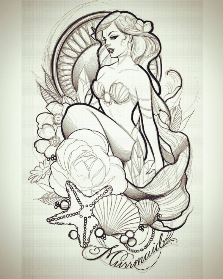 Mermaid tattoo sketch