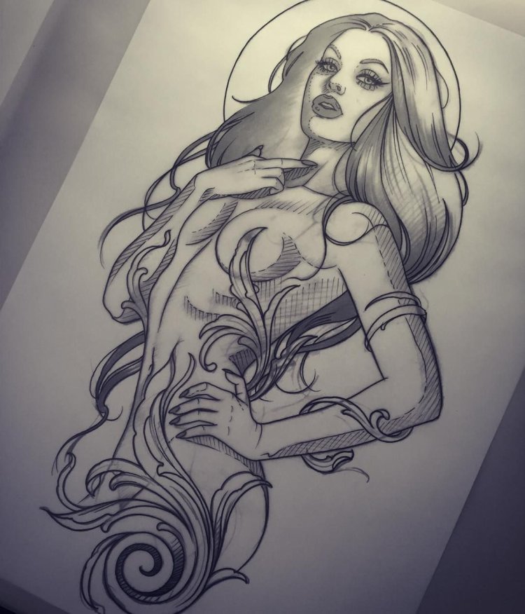 Tattoo sketch 2 girls