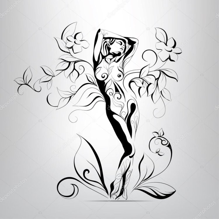 Tattoo outlines of the girl