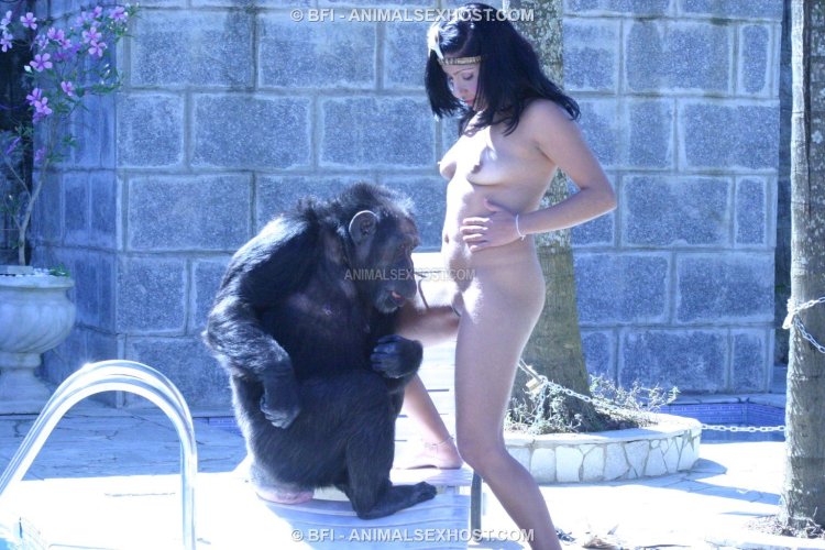 Photo shoot of nude and monkeys