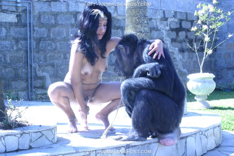 Photo shoot of nude and monkeys