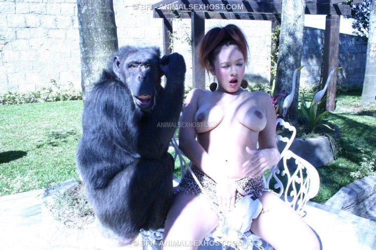 Photo shoot of nude and monkeys