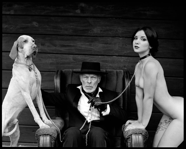 Girl slave on a leash