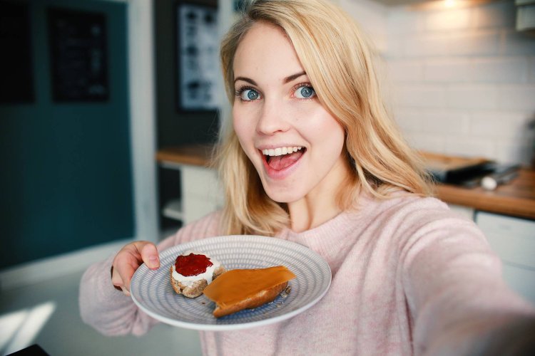 Emily Nevone with a cup of tea