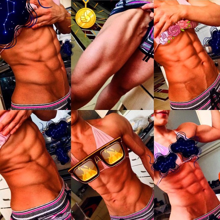 Muscle Girl Elahe Salmani Flexing Shreded Abs