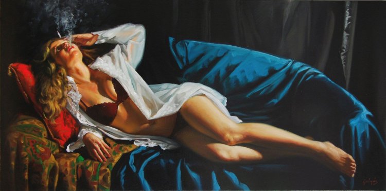 Laszlo Gulyas painting nude