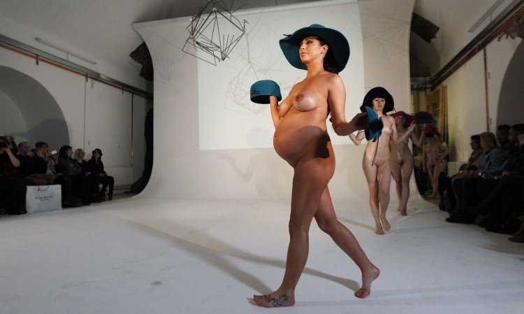 Fashion show of naked women