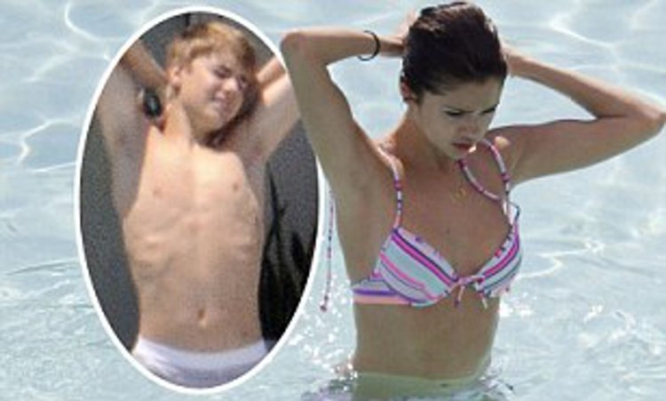 Selena Gomez and Justin Bieber in a swimsuit