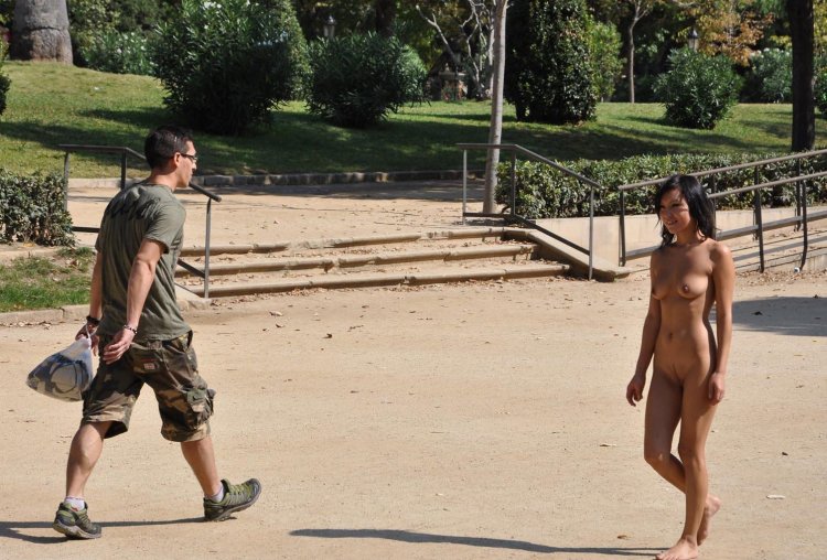 Walking slave CMNF rear view