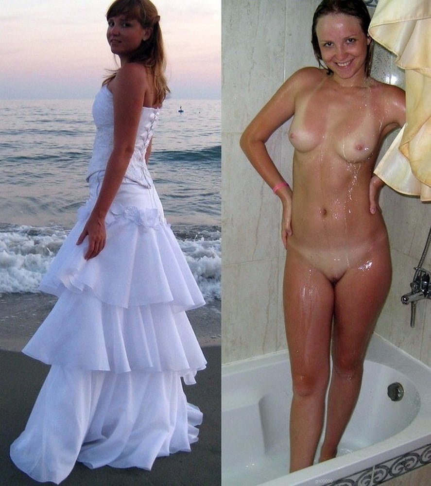 Dressed and undressed Russian wife