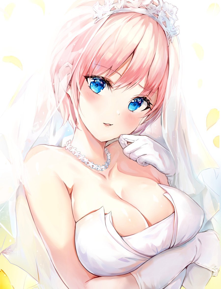 Naked women in a wedding dress