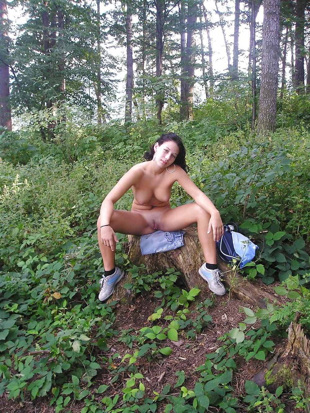 Naked adult women in the forest