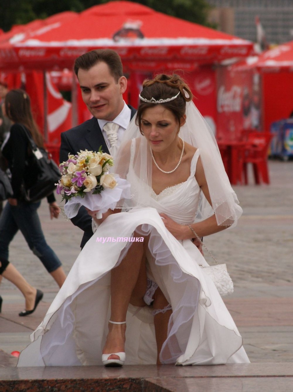 The bride has a dress