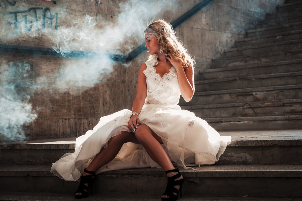 Milf in a wedding dress