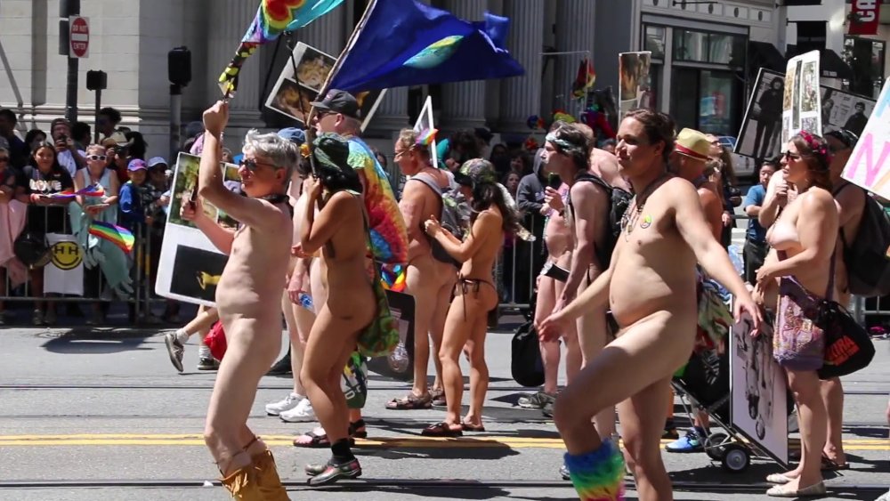 Naked women at a lesbian parade