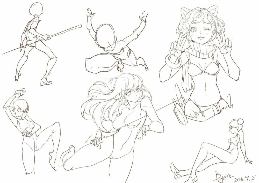 Pose 69 drawing with a pencil