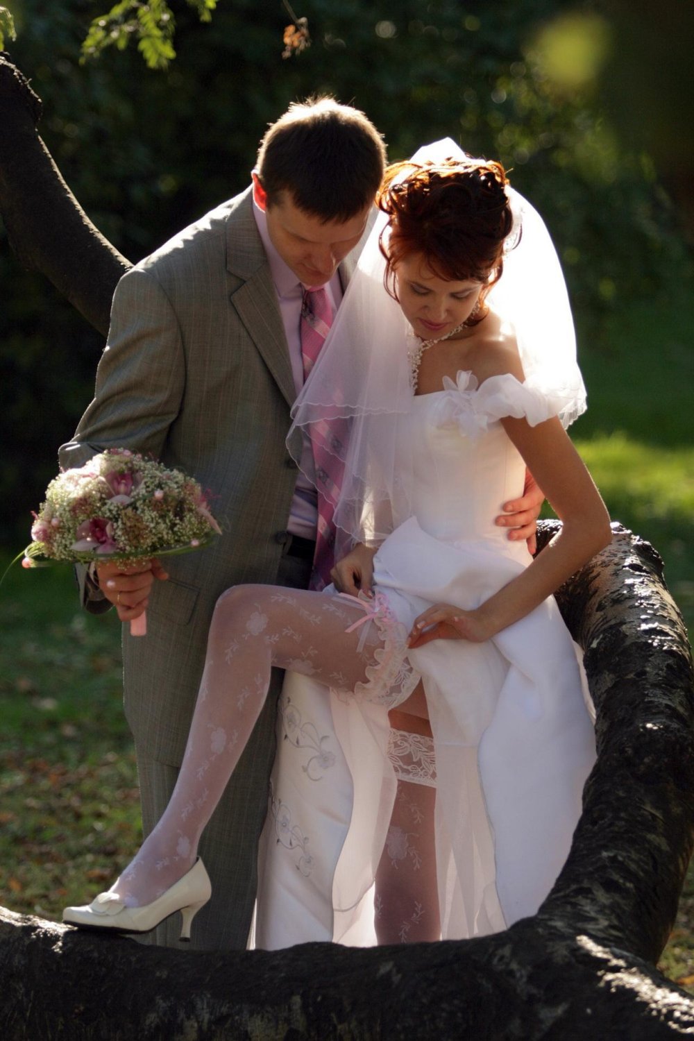 Look under the dress of the bride