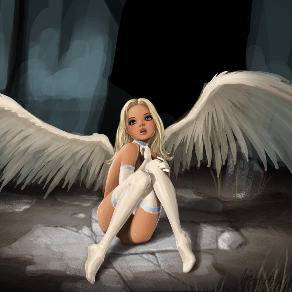 Girl angel with a cross