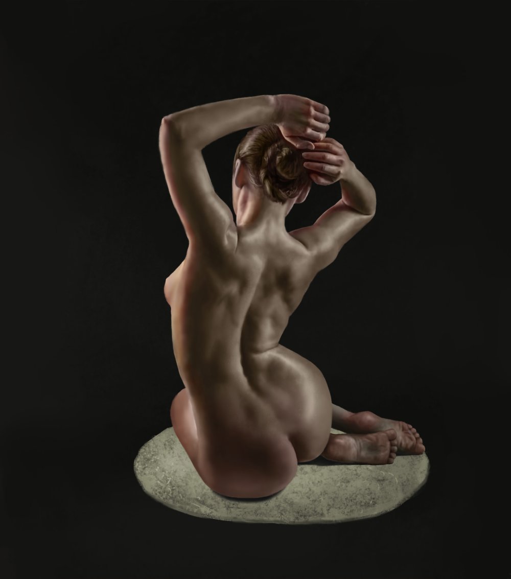 Naked female body in full height