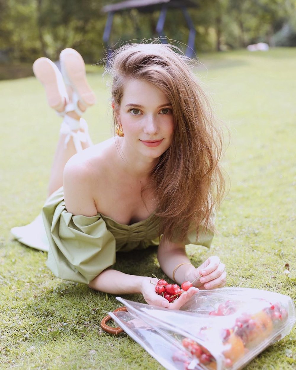 Photo shoot in underwear in nature