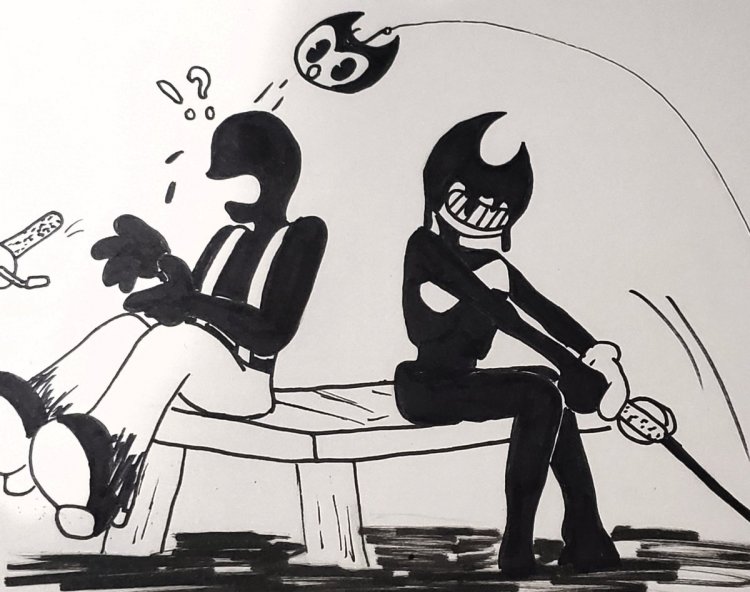 Bendy demon and Alice