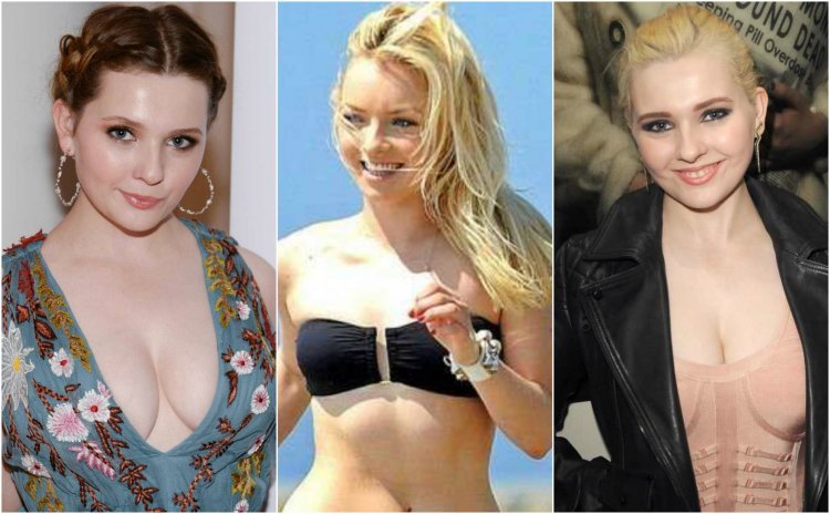 Abigail Breslin in a bathing suit on the beach