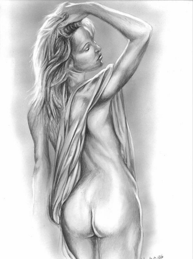 Realistic drawing of naked chest