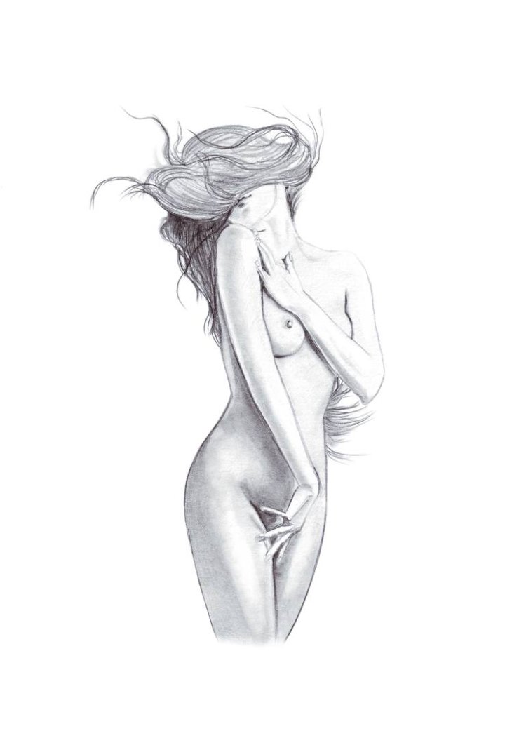 Nude Female Body Art Pencil
