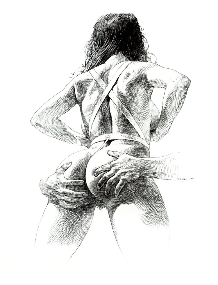 Pictures with a pencil of bare women