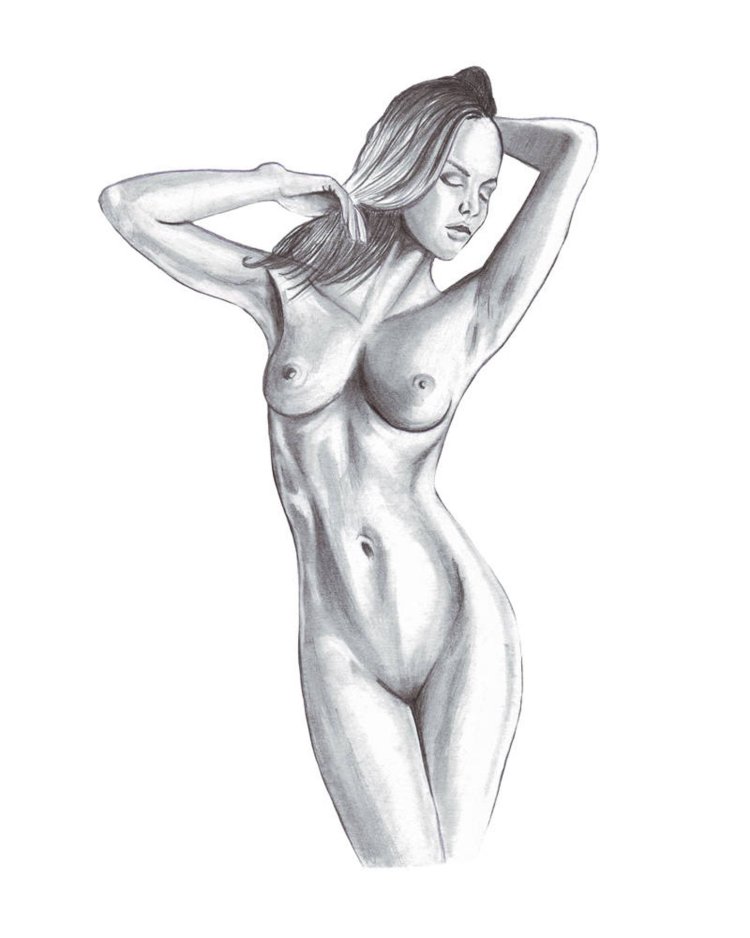 Man and woman naked drawing