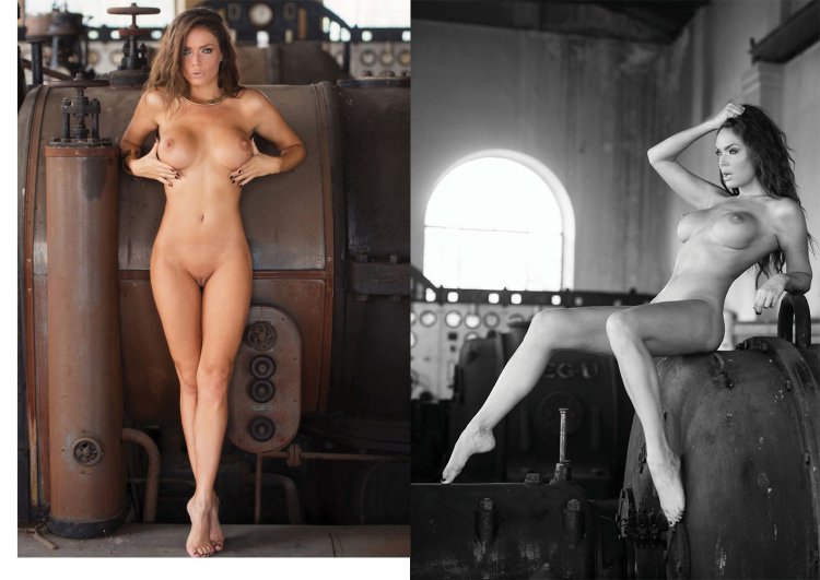 Woman naked in the mountains