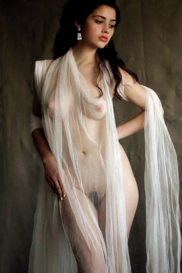 Naked in a transparent cape