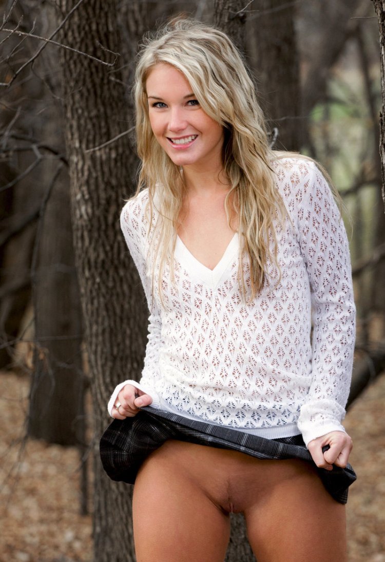 Student in Skirt without panties