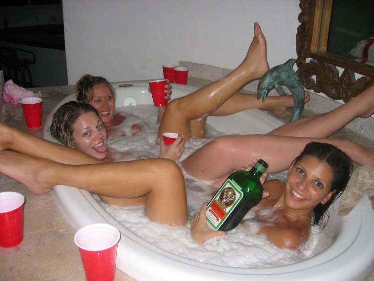 Drunk girls having fun