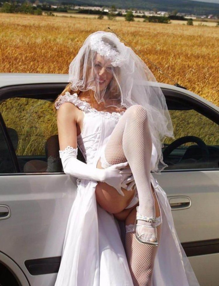 Sexy bride amateur in dress