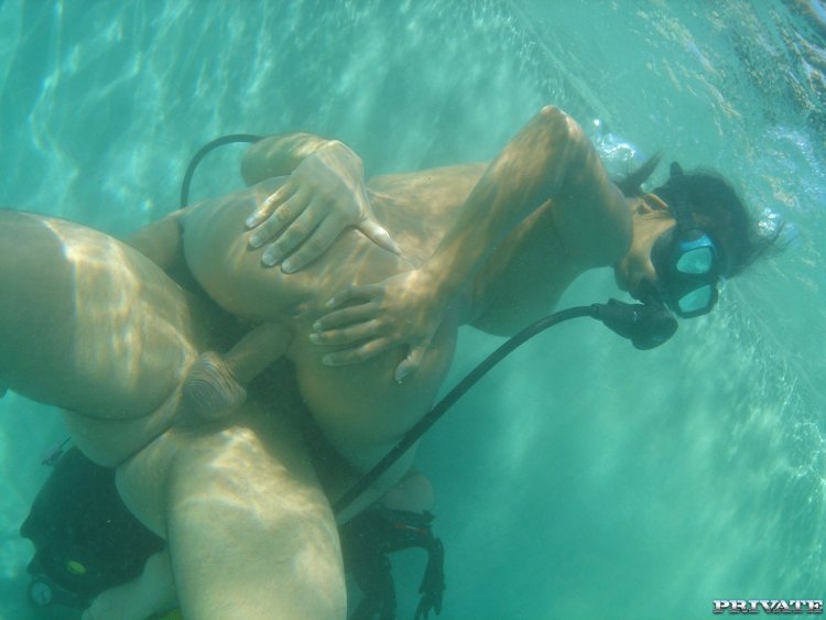 Naked divers underwater