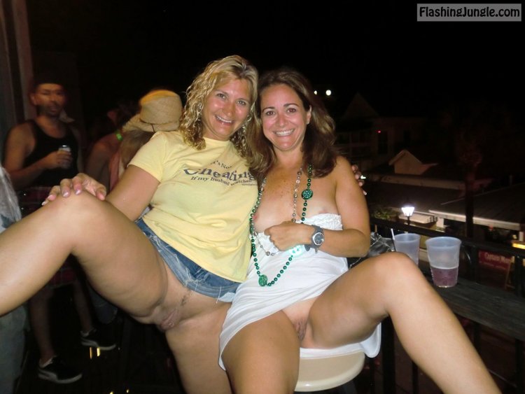 Girls without panties at a party