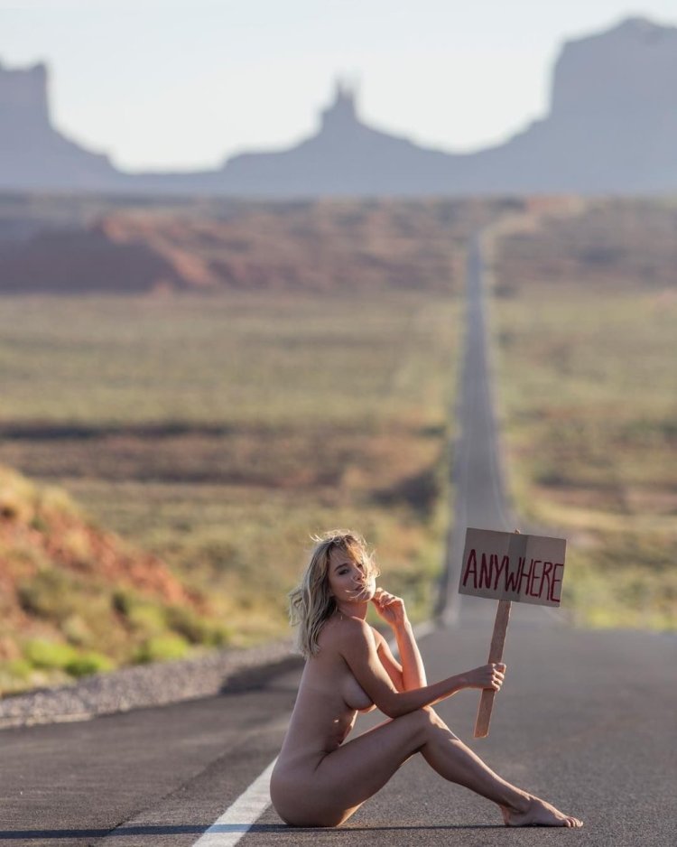 Traveling naked girl