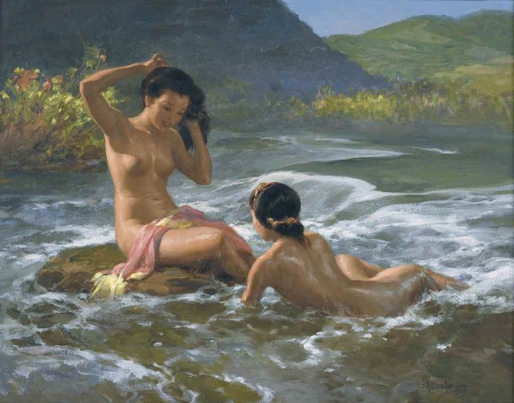 Hyperealistic paintings of swimming girls Ero