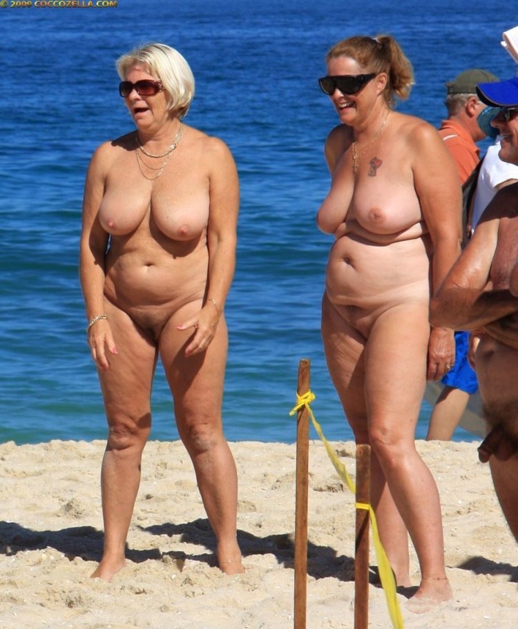 Old women nudist on the beach