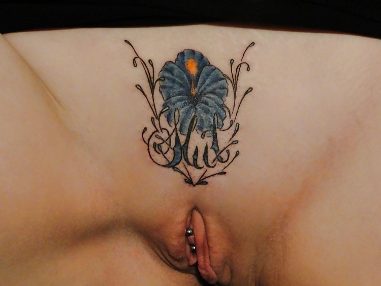 Erotic tattoo on the pubic