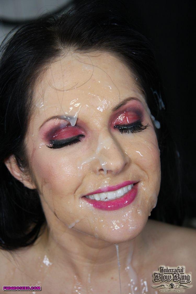 Cumshots on face in make-up