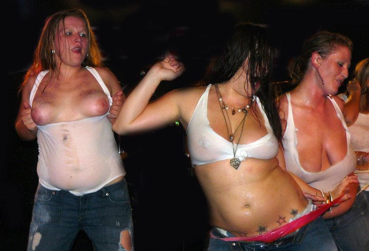 Girl in a T-shirt without a bra