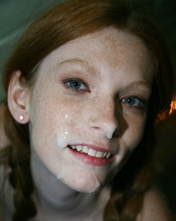 Cumshot on the face of redhead girls