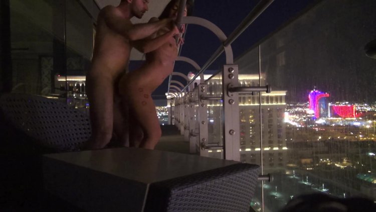 Pornstar on the balcony