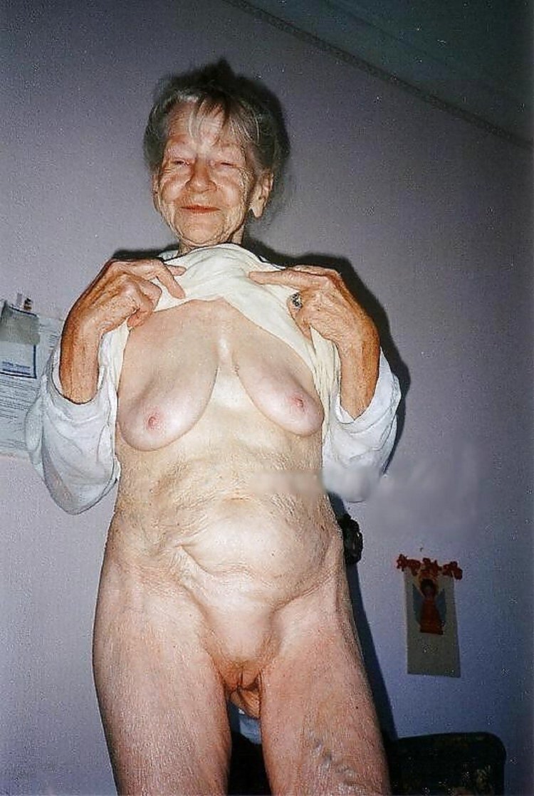 Bare breasts fat old woman