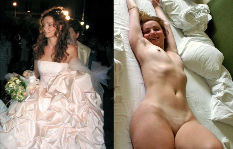 Naked woman in a wedding dress
